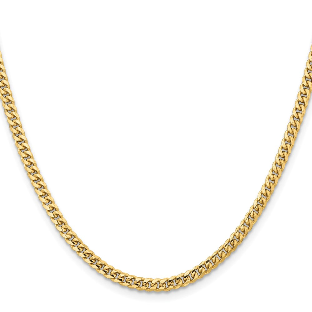 14K 20 inch 3.5mm Solid Miami Cuban Link with Lobster Clasp Chain