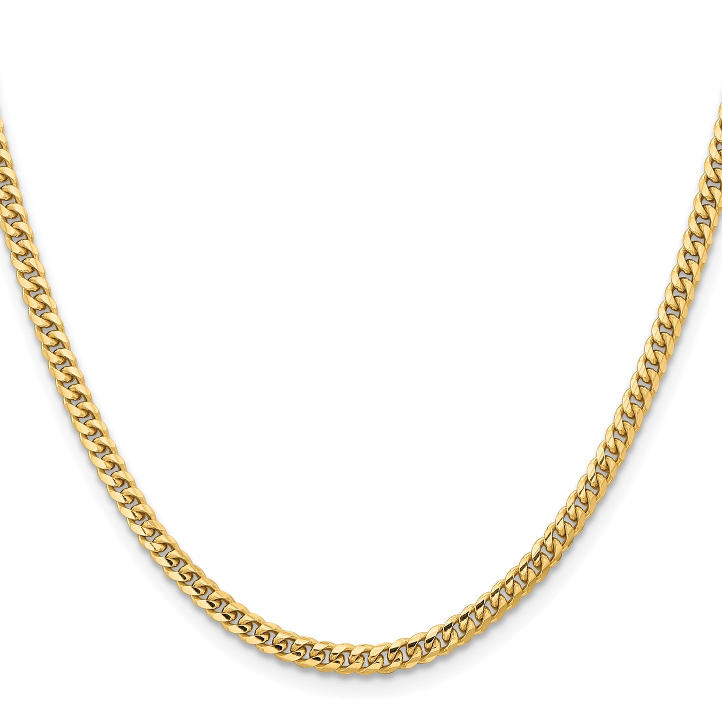 14K 22 inch 3.5mm Solid Miami Cuban Link with Lobster Clasp Chain