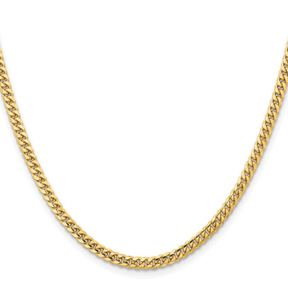 14K 22 inch 3.5mm Solid Miami Cuban Link with Lobster Clasp Chain