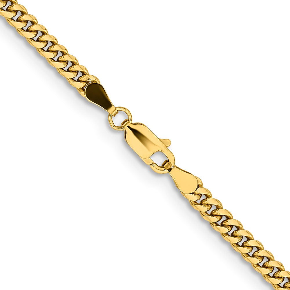 14K 20 inch 3.5mm Solid Miami Cuban Link with Lobster Clasp Chain