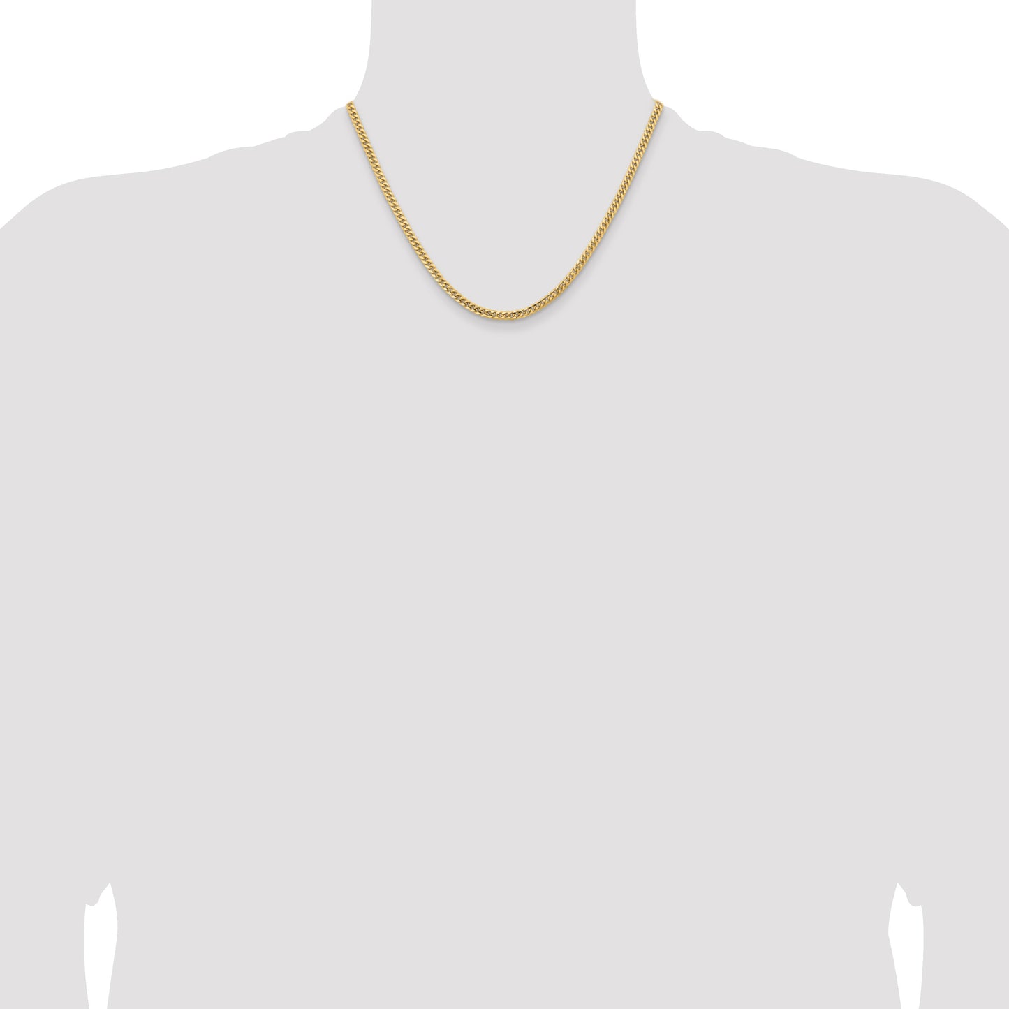 14K 18 inch 3.5mm Solid Miami Cuban Link with Lobster Clasp Chain