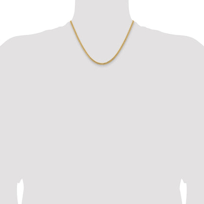 14K 18 inch 3.5mm Solid Miami Cuban Link with Lobster Clasp Chain