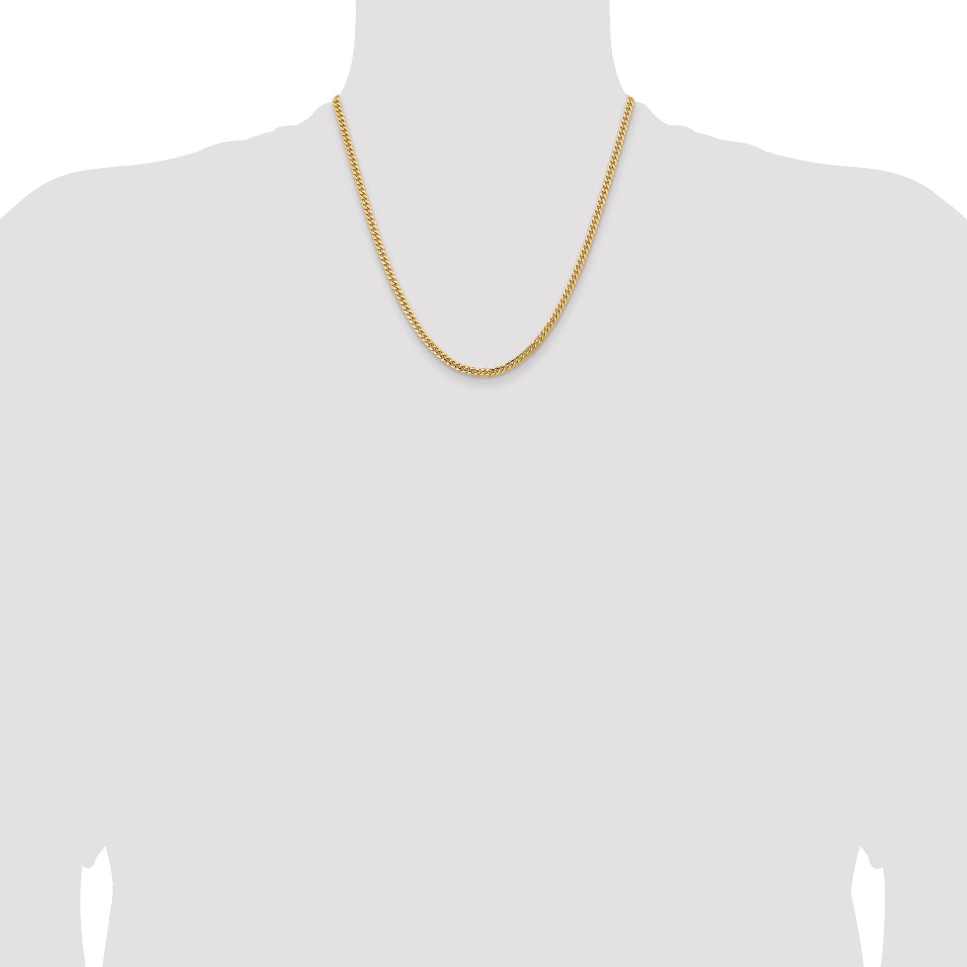 14K 20 inch 3.5mm Solid Miami Cuban Link with Lobster Clasp Chain