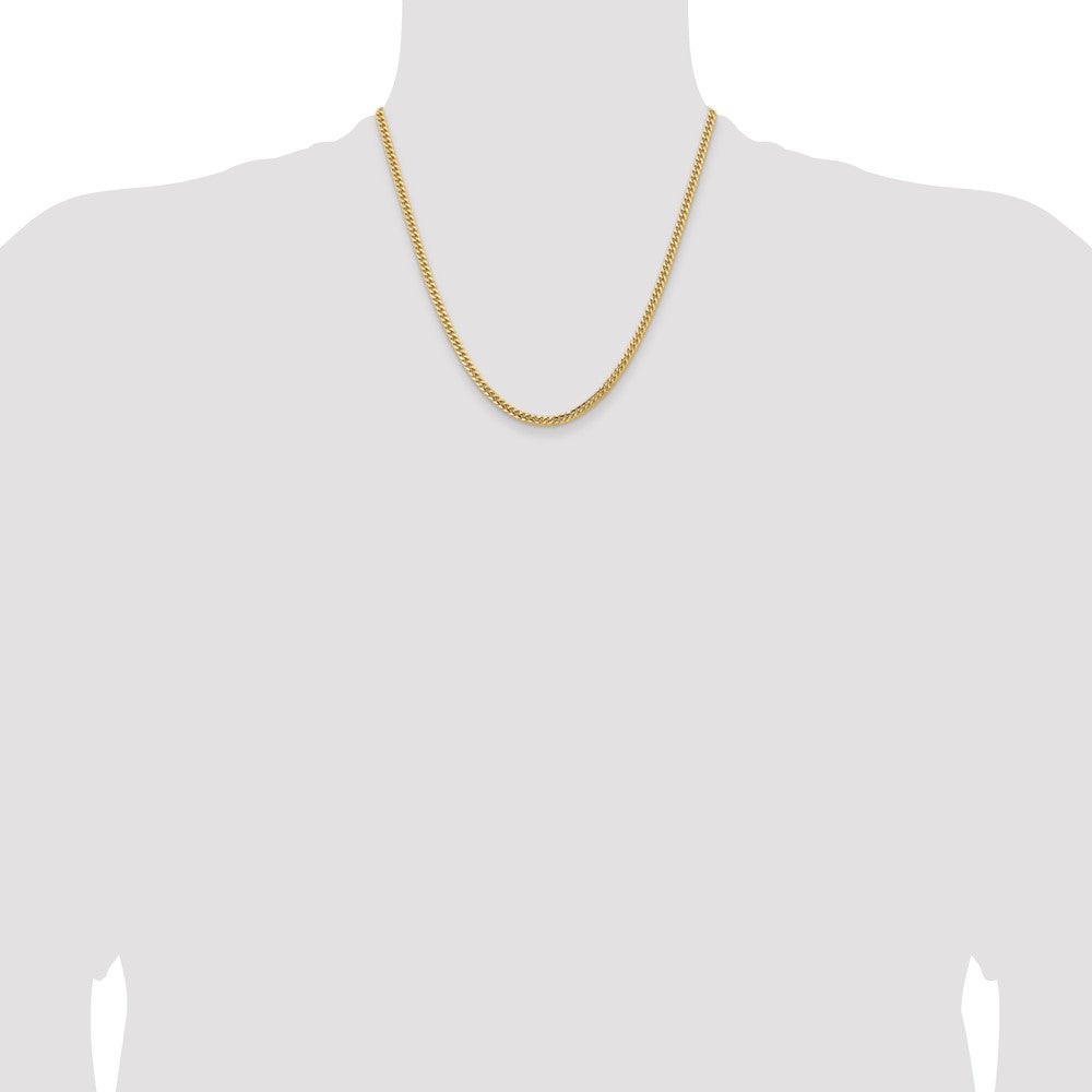 14K 20 inch 3.5mm Solid Miami Cuban Link with Lobster Clasp Chain