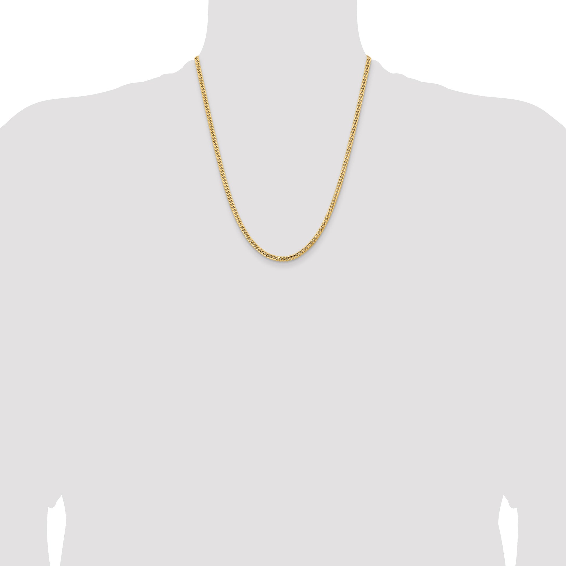 14K 22 inch 3.5mm Solid Miami Cuban Link with Lobster Clasp Chain