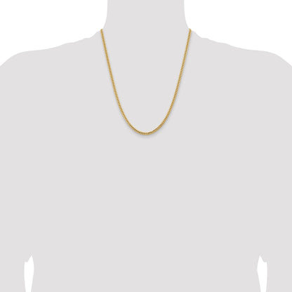 14K 22 inch 3.5mm Solid Miami Cuban Link with Lobster Clasp Chain
