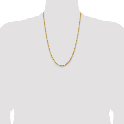 14K 24 inch 3.5mm Solid Miami Cuban Link with Lobster Clasp Chain