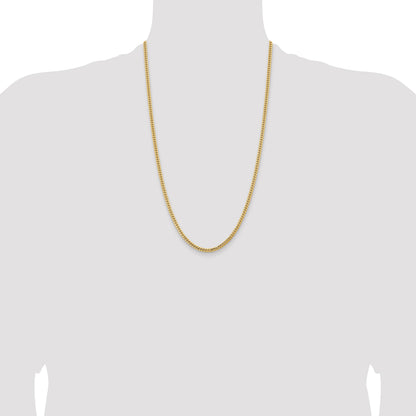 14K 26 inch 3.5mm Solid Miami Cuban Link with Lobster Clasp Chain