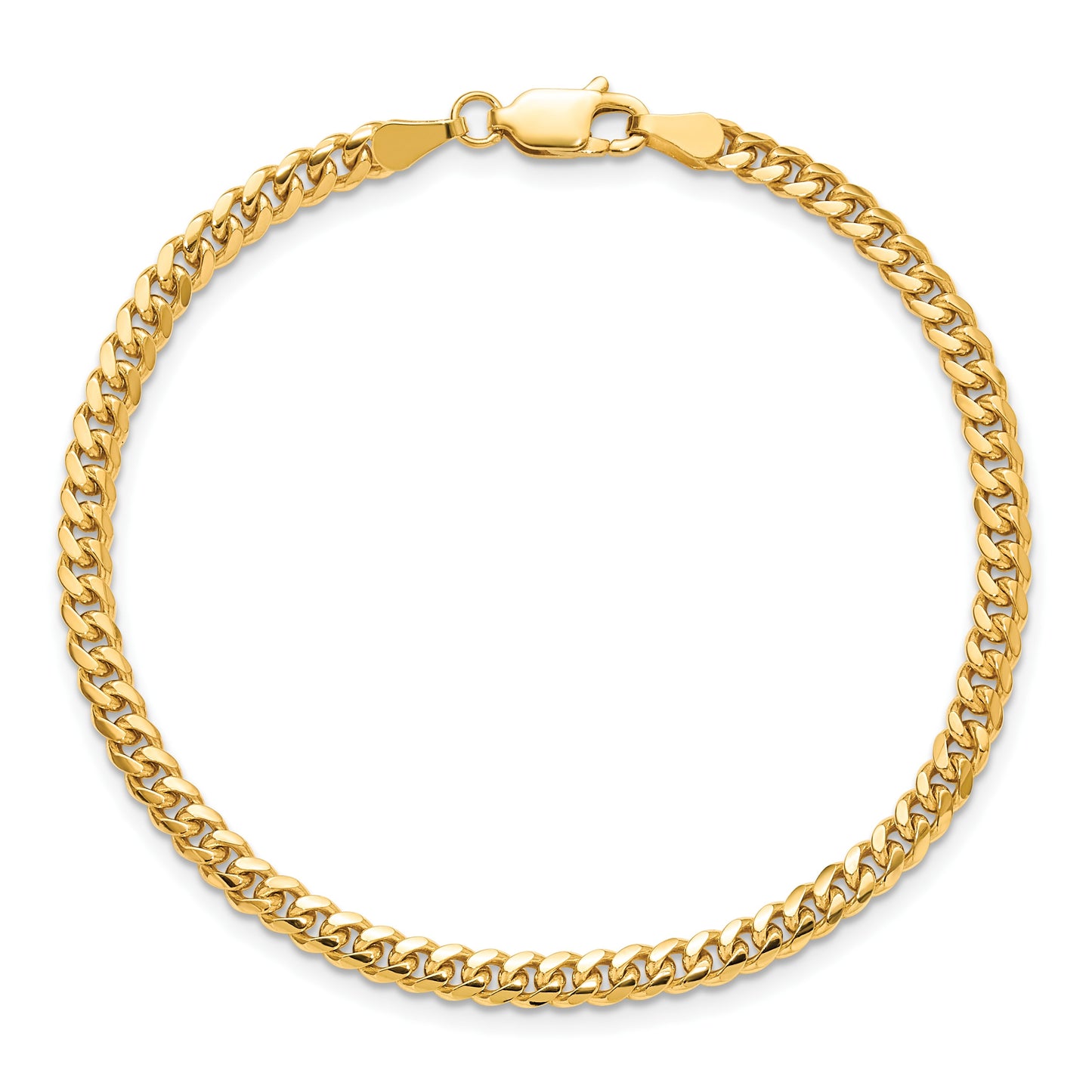 14K 8 inch 3.5mm Solid Miami Cuban Link with Lobster Clasp Bracelet