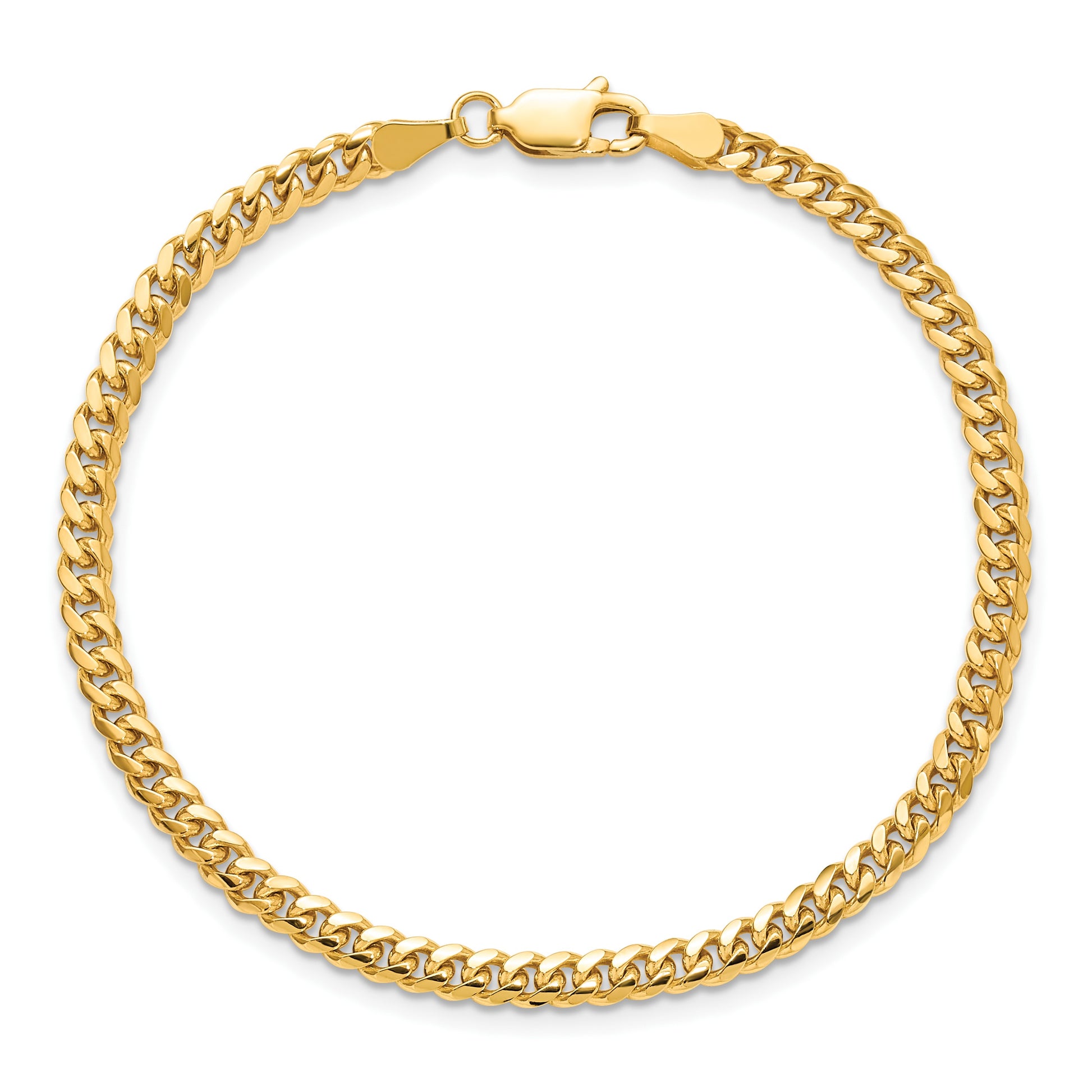 14K 8 inch 3.5mm Solid Miami Cuban Link with Lobster Clasp Bracelet