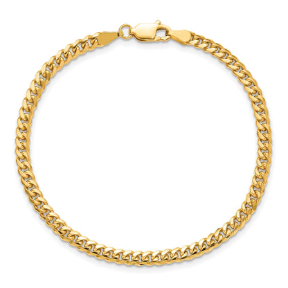 14K 8 inch 3.5mm Solid Miami Cuban Link with Lobster Clasp Bracelet
