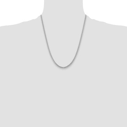 14k White Gold 3.5mm Solid Miami Cuban Chain