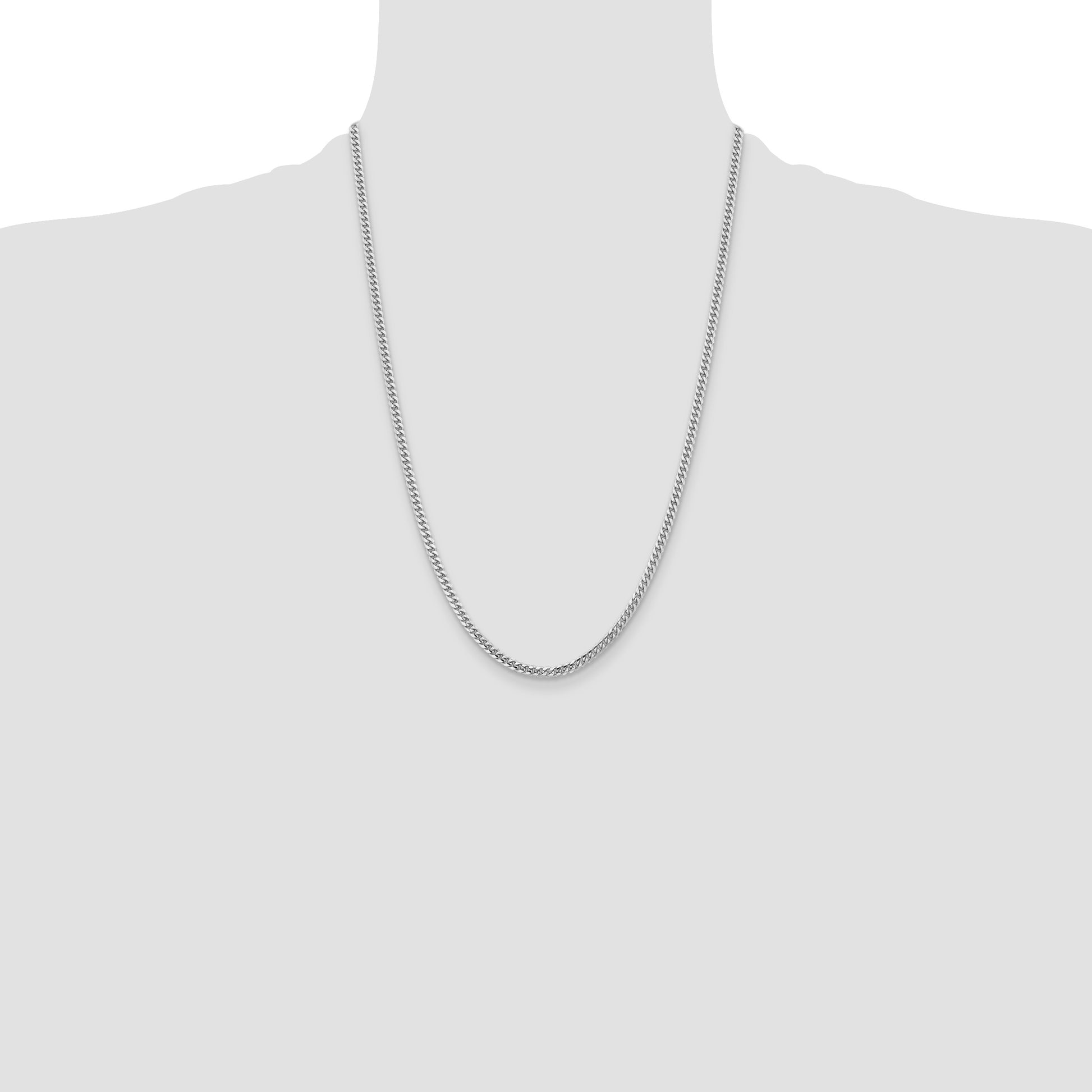 14k White Gold 3.5mm Solid Miami Cuban Chain