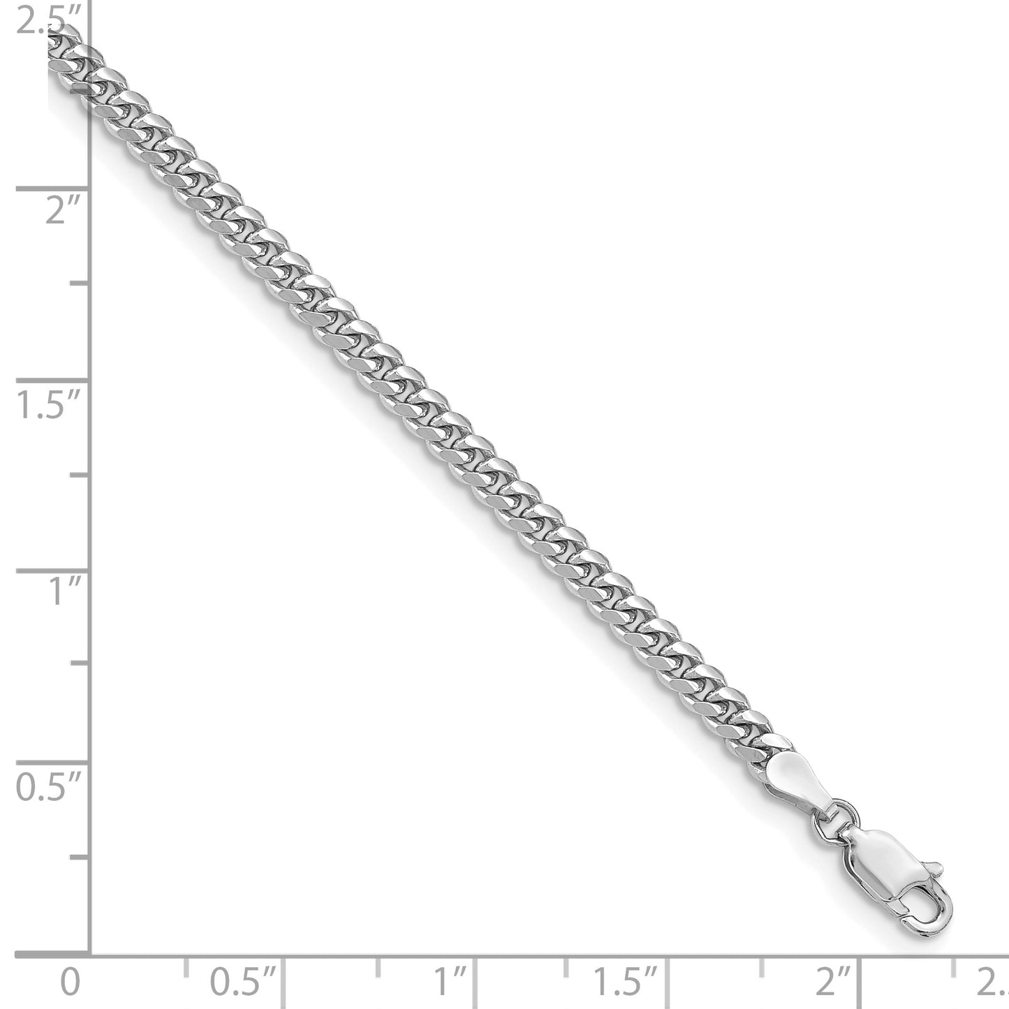 14k White Gold 3.5mm Solid Miami Cuban Chain