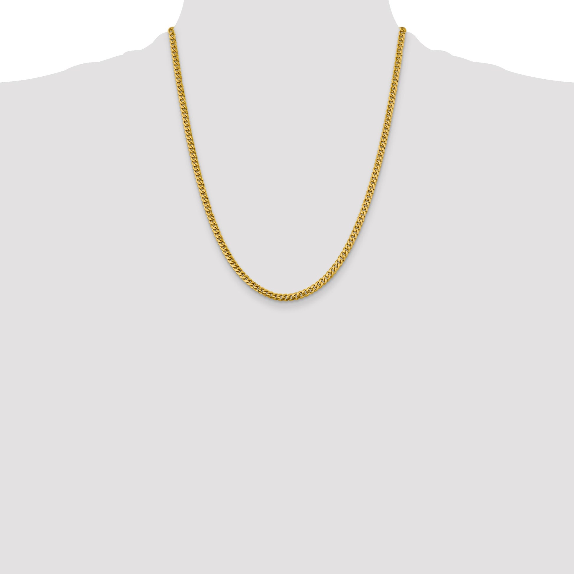 14K 22 inch 4.25mm Solid Miami Cuban Link with Lobster Clasp Chain
