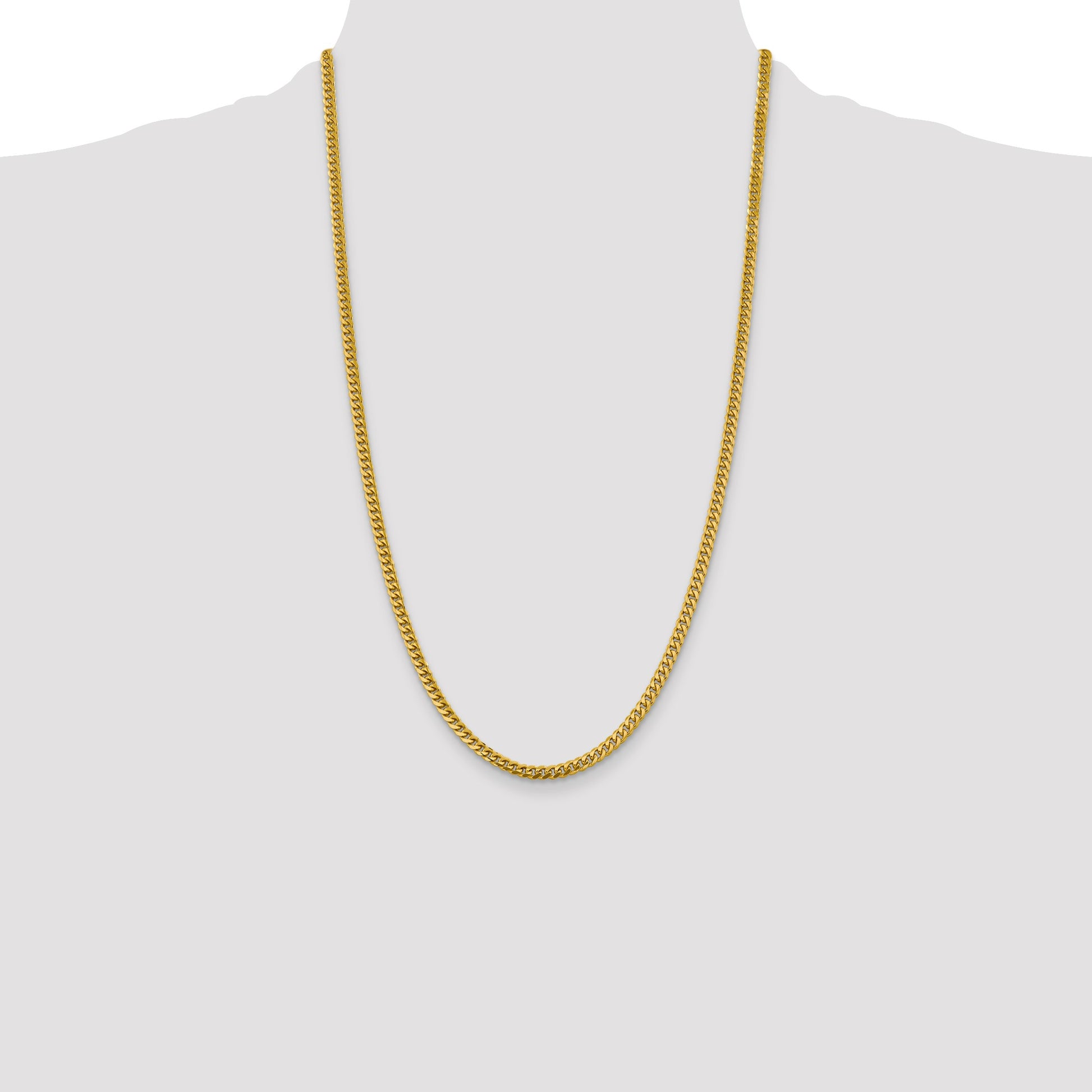 14K 26 inch 4.25mm Solid Miami Cuban Link with Lobster Clasp Chain
