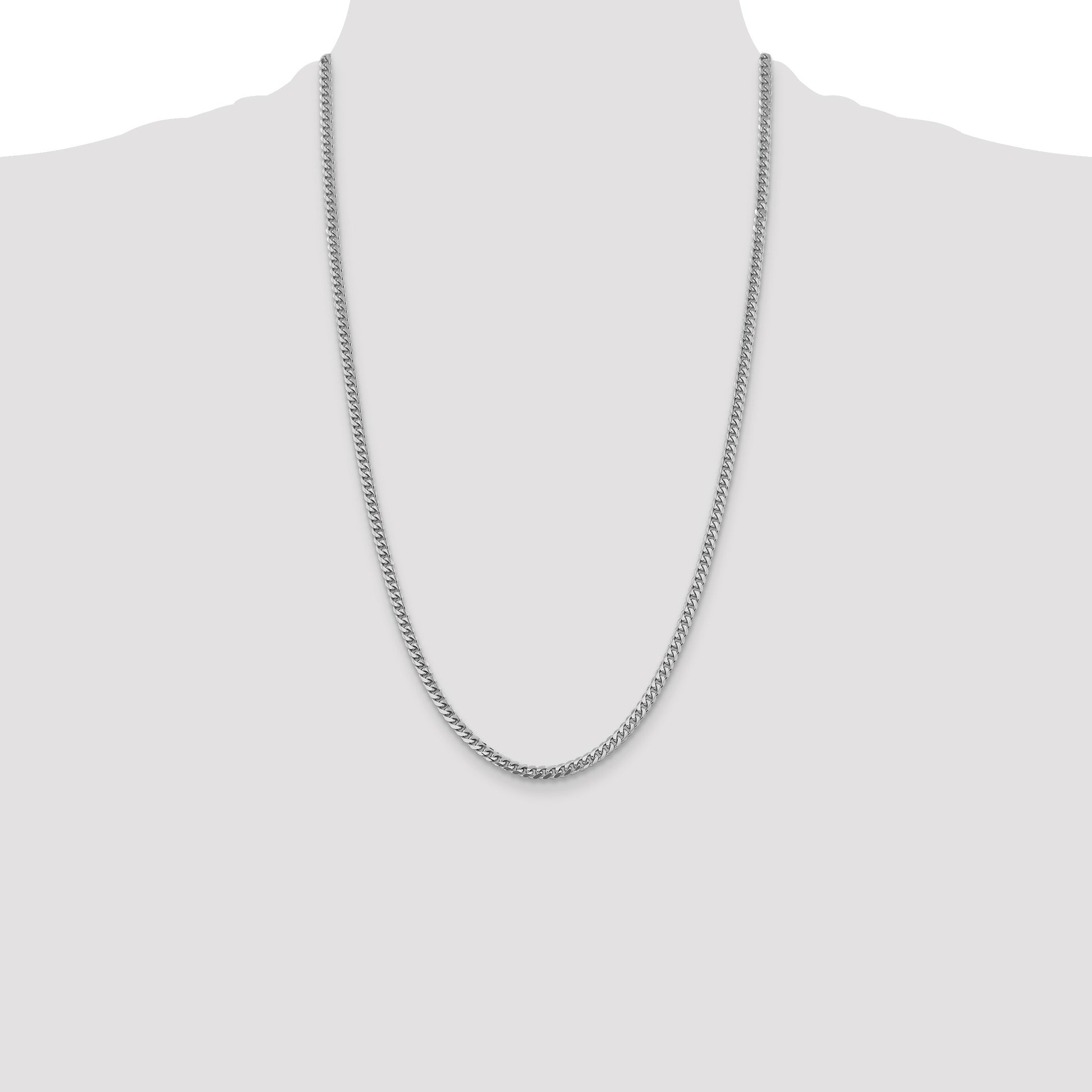 14k White Gold 4.25mm Solid Miami Cuban Chain