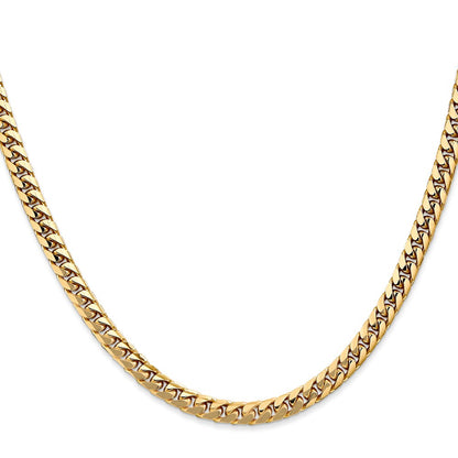 14K 20 inch 4.3mm Solid Miami Cuban Link with Lobster Clasp Chain