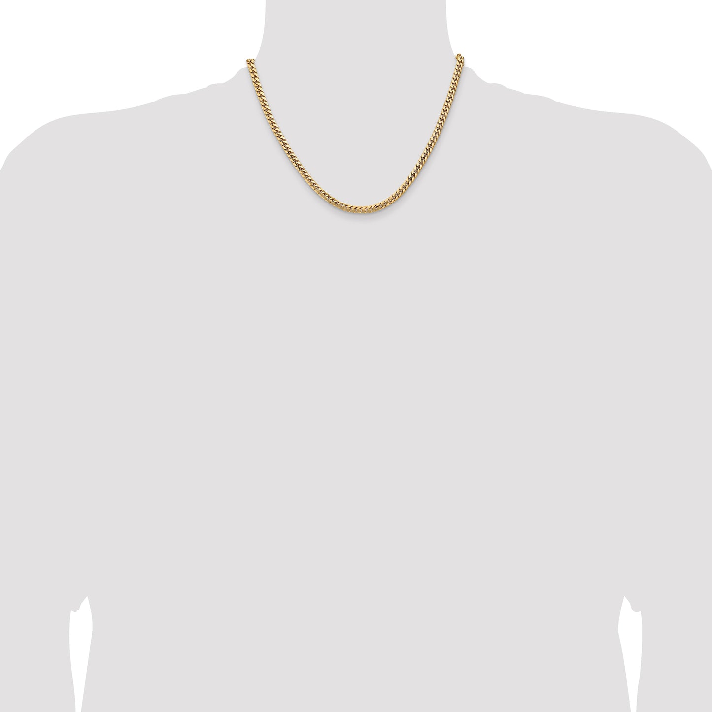 14K 18 inch 4.3mm Solid Miami Cuban Link with Lobster Clasp Chain