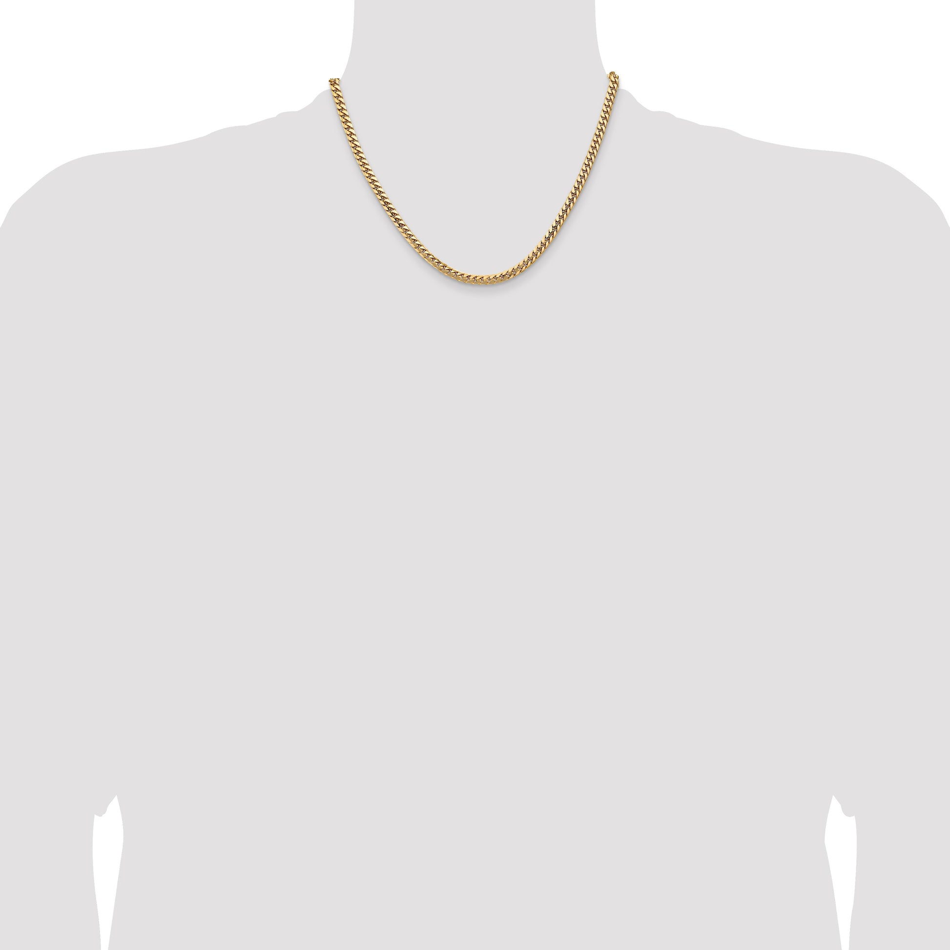 14K 18 inch 4.3mm Solid Miami Cuban Link with Lobster Clasp Chain