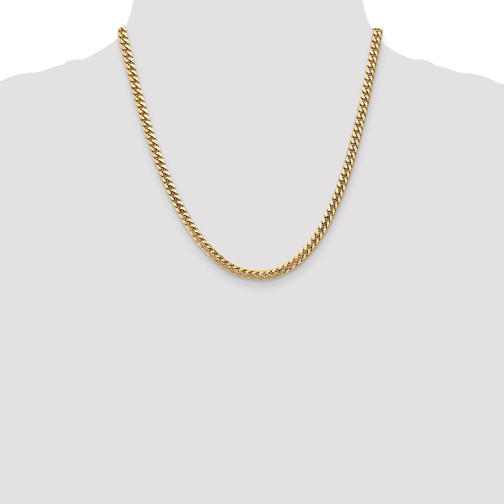 14K 20 inch 4.3mm Solid Miami Cuban Link with Lobster Clasp Chain