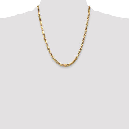 14K 22 inch 4.3mm Solid Miami Cuban Link with Lobster Clasp Chain