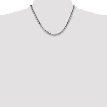 14K White Gold 18 inch 4.3mm Solid Miami Cuban Link with Lobster Clasp Chain