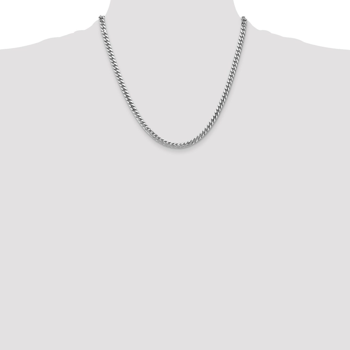 14K White Gold 20 inch 4.3mm Solid Miami Cuban Link with Lobster Clasp Chain