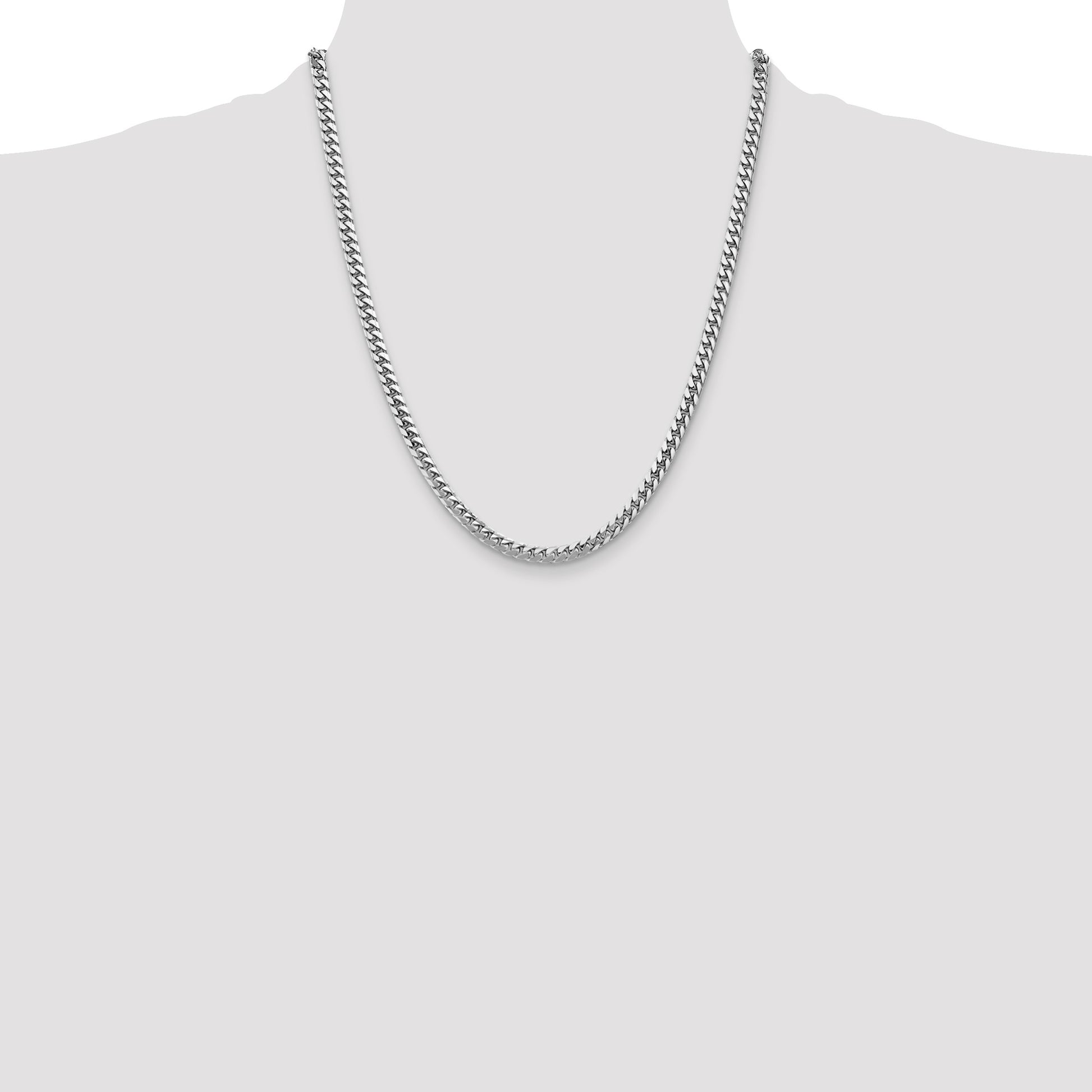 14K White Gold 22 inch 4.3mm Solid Miami Cuban Link with Lobster Clasp Chain