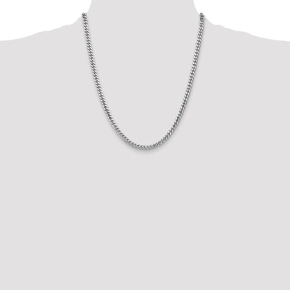 14K White Gold 22 inch 4.3mm Solid Miami Cuban Link with Lobster Clasp Chain