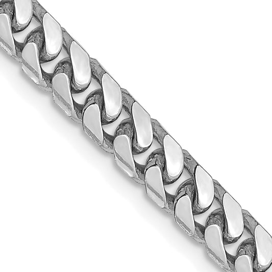 14K White Gold 22 inch 4.3mm Solid Miami Cuban Link with Lobster Clasp Chain