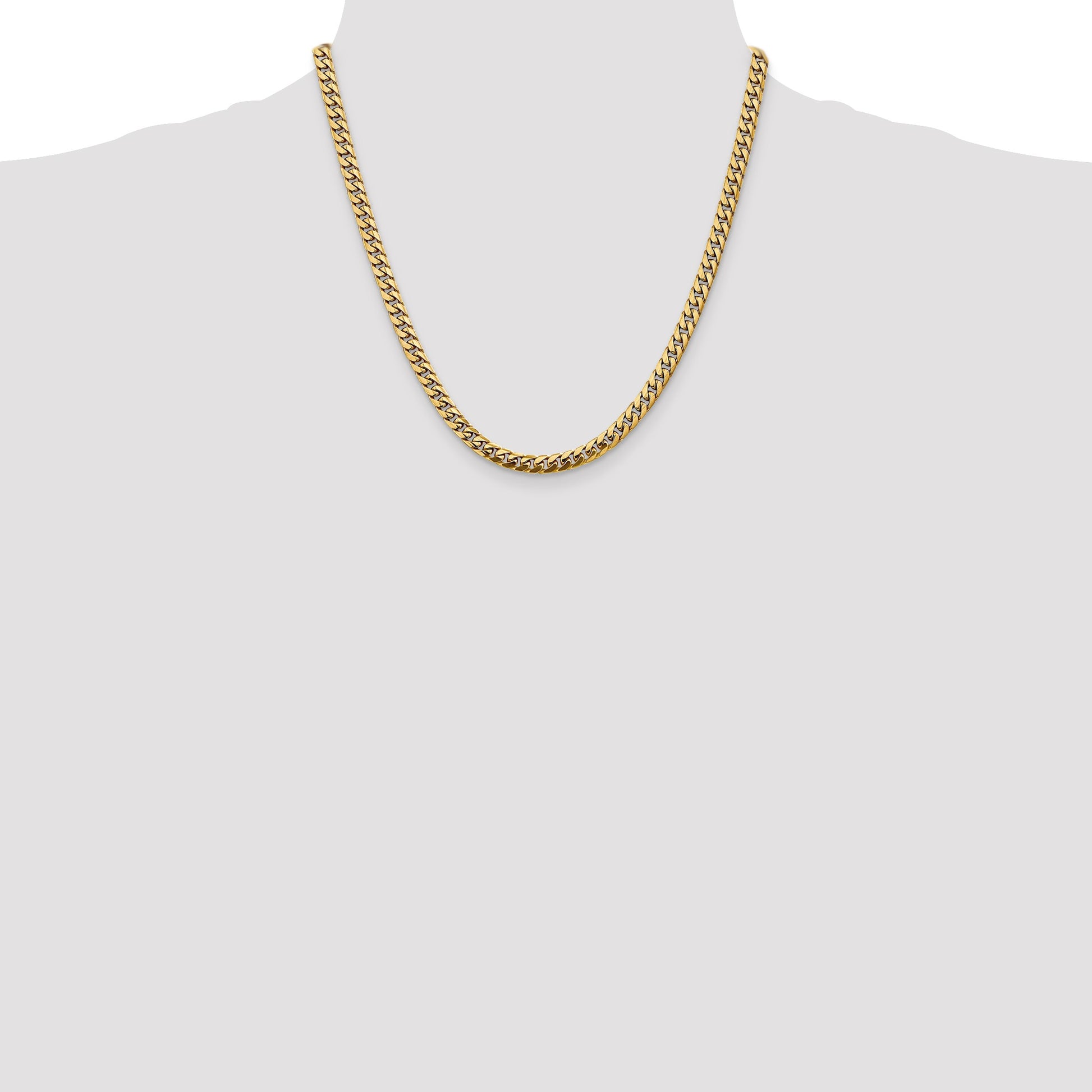 14K 20 inch 5mm Solid Miami Cuban Link with Lobster Clasp Chain
