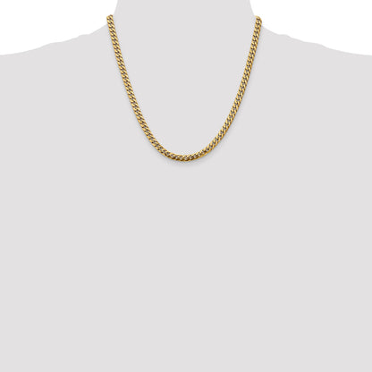 14K 20 inch 5mm Solid Miami Cuban Link with Lobster Clasp Chain