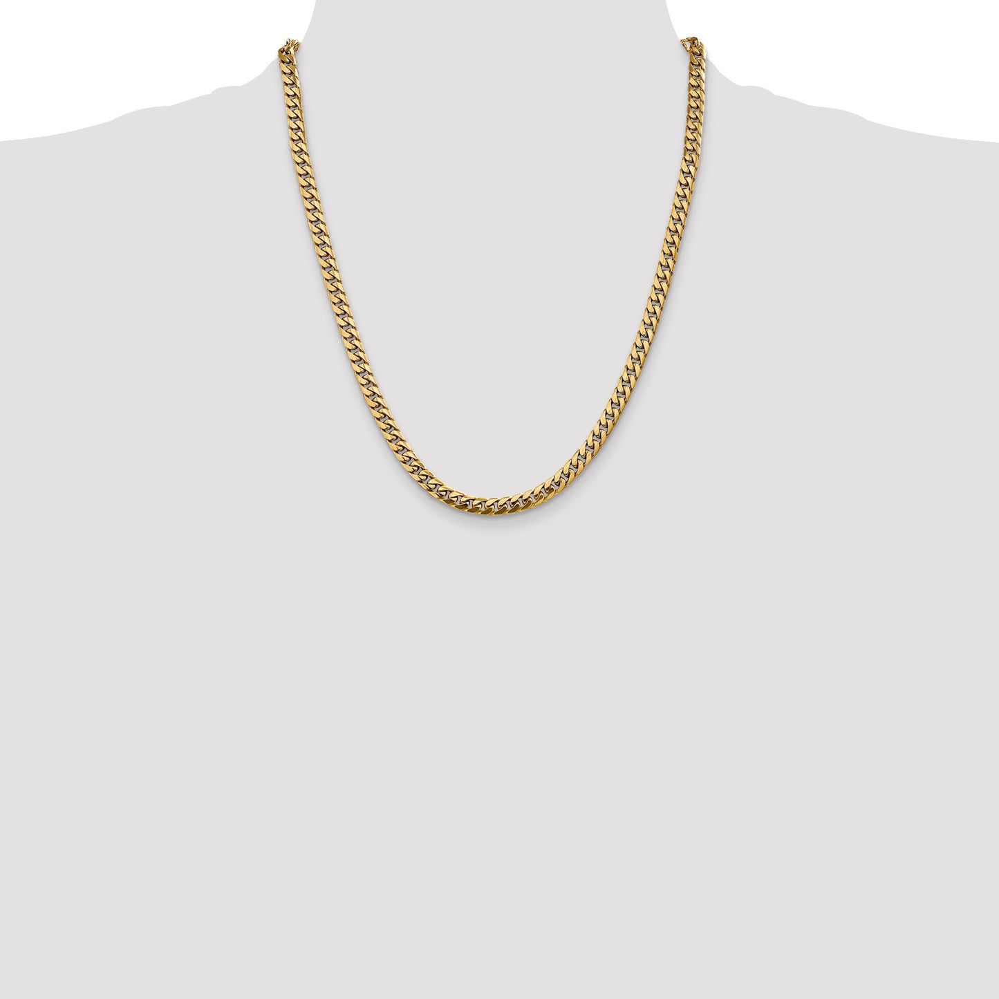 14K 22 inch 5mm Solid Miami Cuban Link with Lobster Clasp Chain