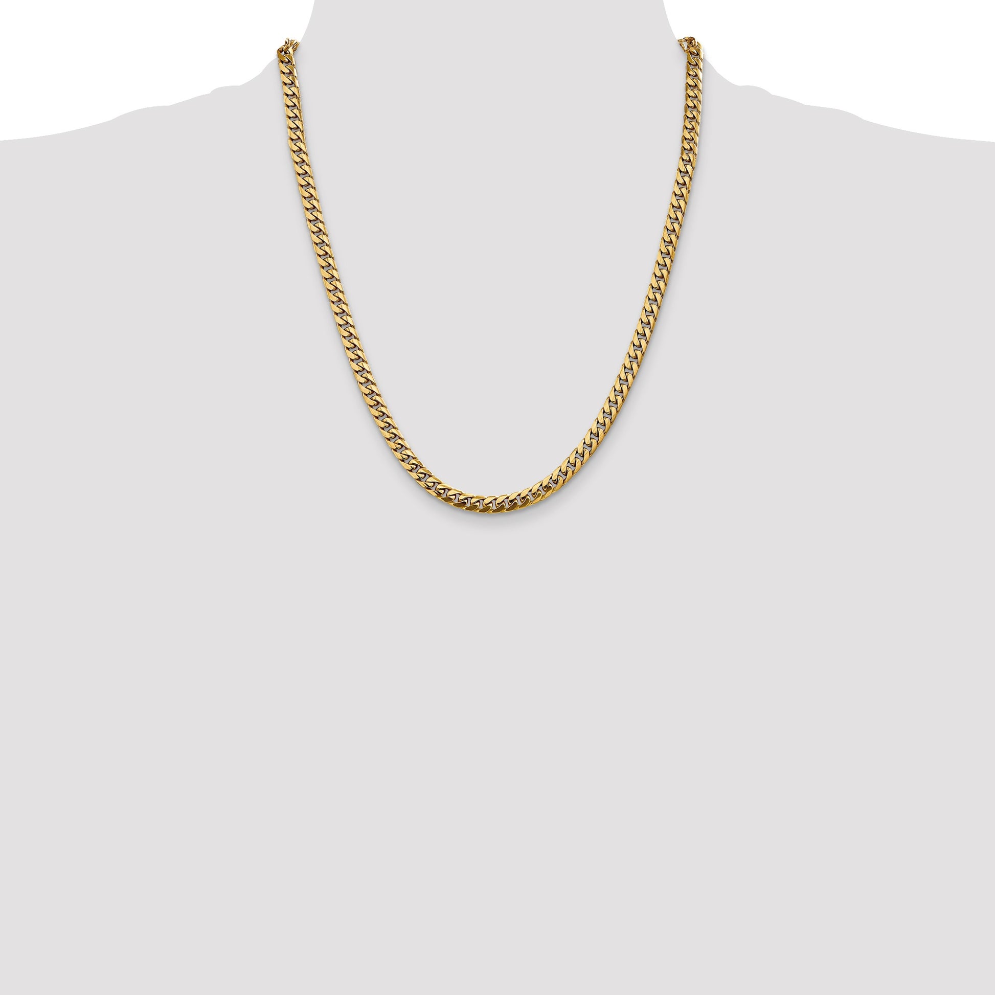 14K 22 inch 5mm Solid Miami Cuban Link with Lobster Clasp Chain