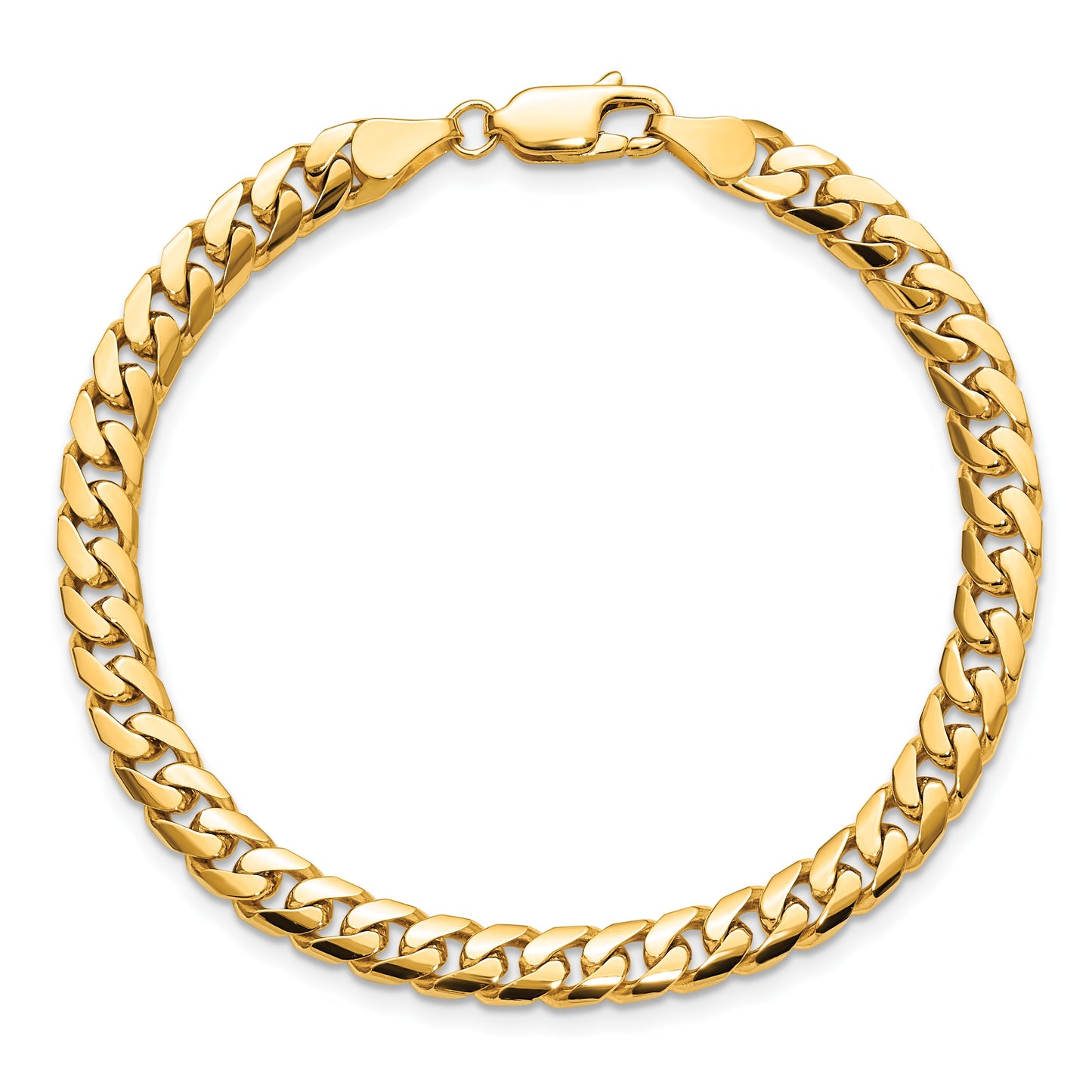 14K 8 inch 5mm Solid Miami Cuban Link with Lobster Clasp Bracelet