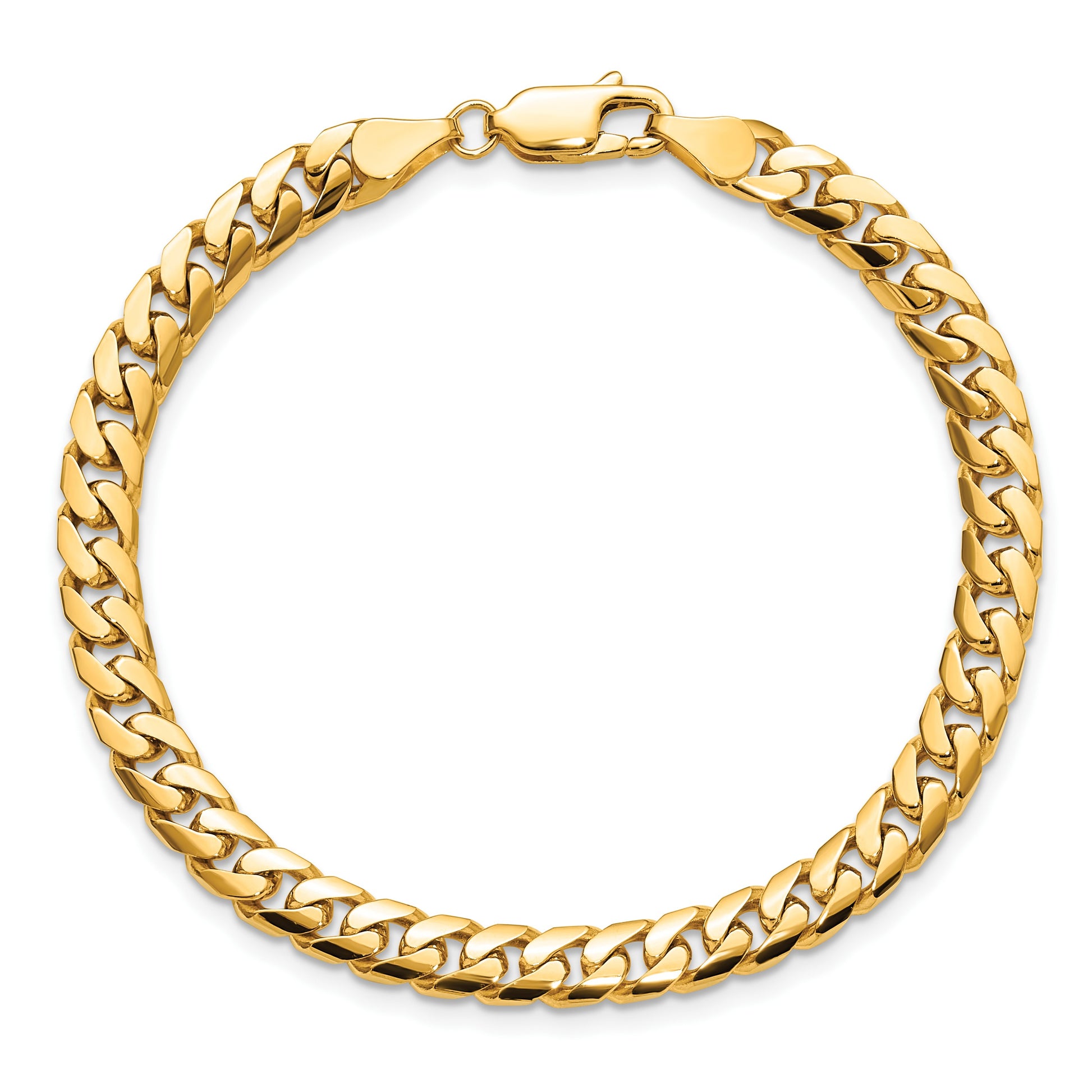 14K 8 inch 5mm Solid Miami Cuban Link with Lobster Clasp Bracelet