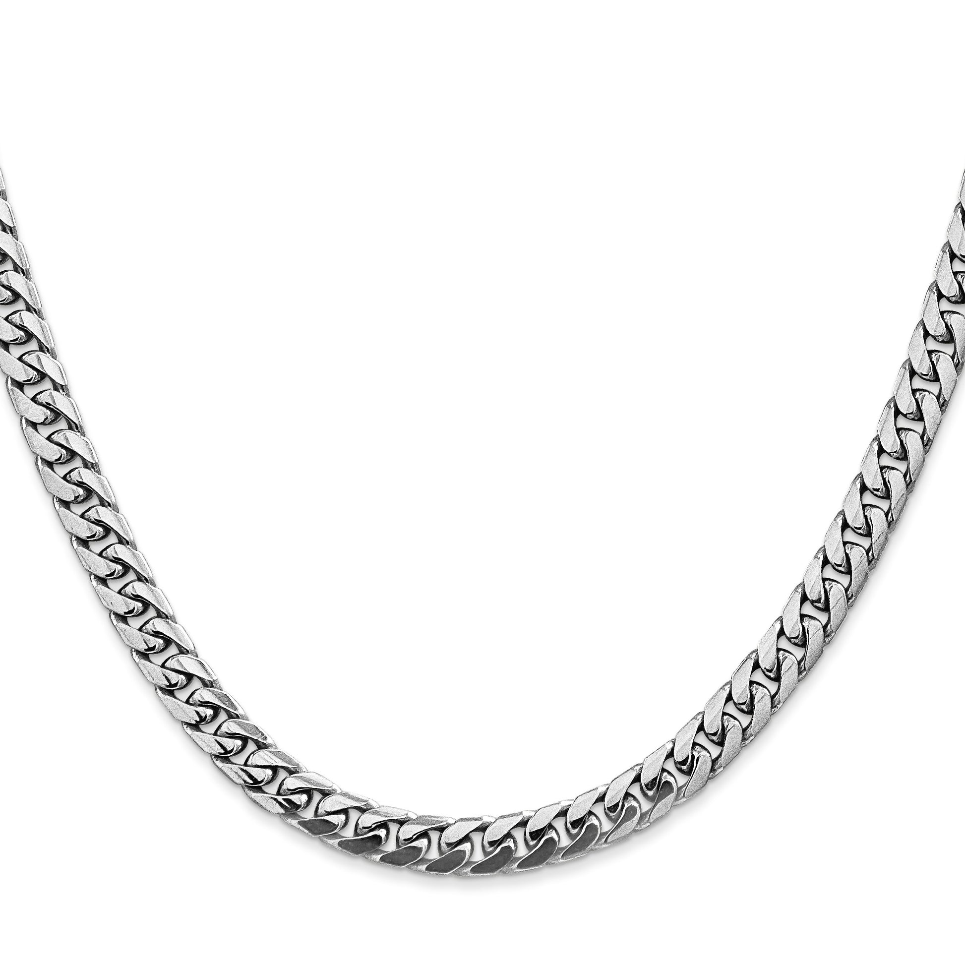 14K White Gold 24 inch 5mm Solid Miami Cuban Link with Lobster Clasp Chain