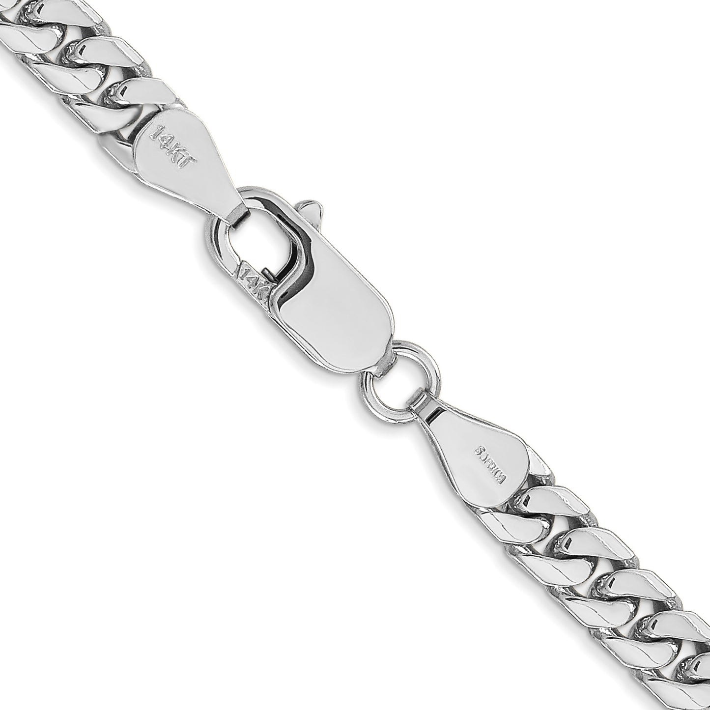 14K White Gold 24 inch 5mm Solid Miami Cuban Link with Lobster Clasp Chain