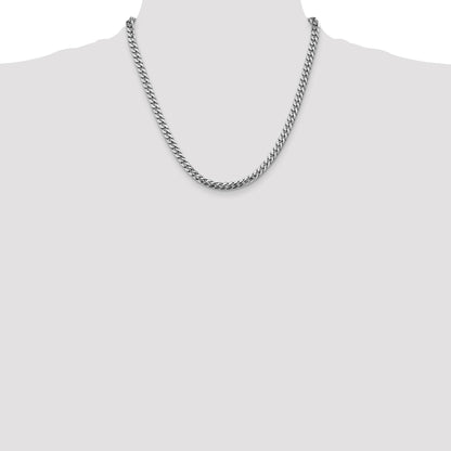 14K White Gold 20 inch 5mm Solid Miami Cuban Link with Lobster Clasp Chain
