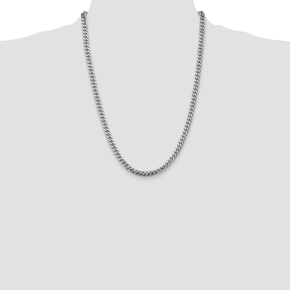 14K White Gold 24 inch 5mm Solid Miami Cuban Link with Lobster Clasp Chain