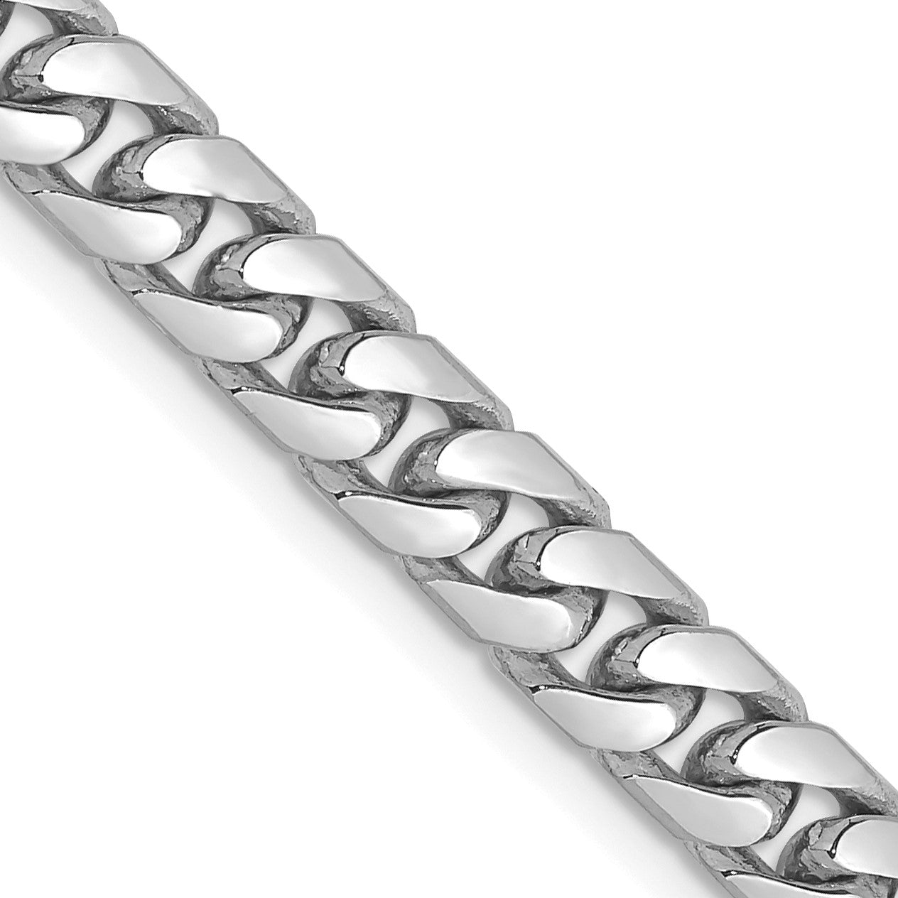 14K White Gold 24 inch 5mm Solid Miami Cuban Link with Lobster Clasp Chain