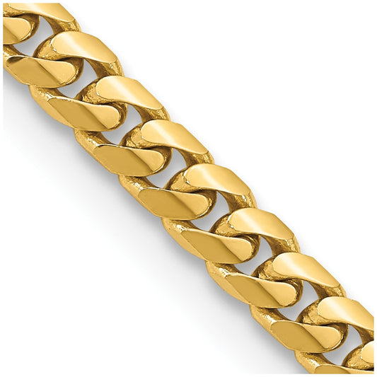 14K 18 inch 5mm Solid Miami Cuban Link with Lobster Clasp Chain