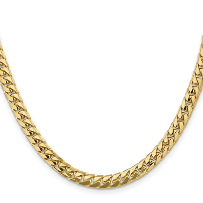 14K 18 inch 5.5mm Solid Miami Cuban Link with Lobster Clasp Chain