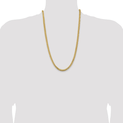 14K 26 inch 5.5mm Solid Miami Cuban Link with Lobster Clasp Chain