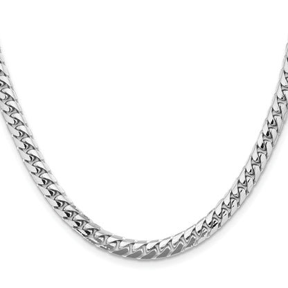14K White Gold 22 inch 5.5mm Solid Miami Cuban Link with Lobster Clasp Chain