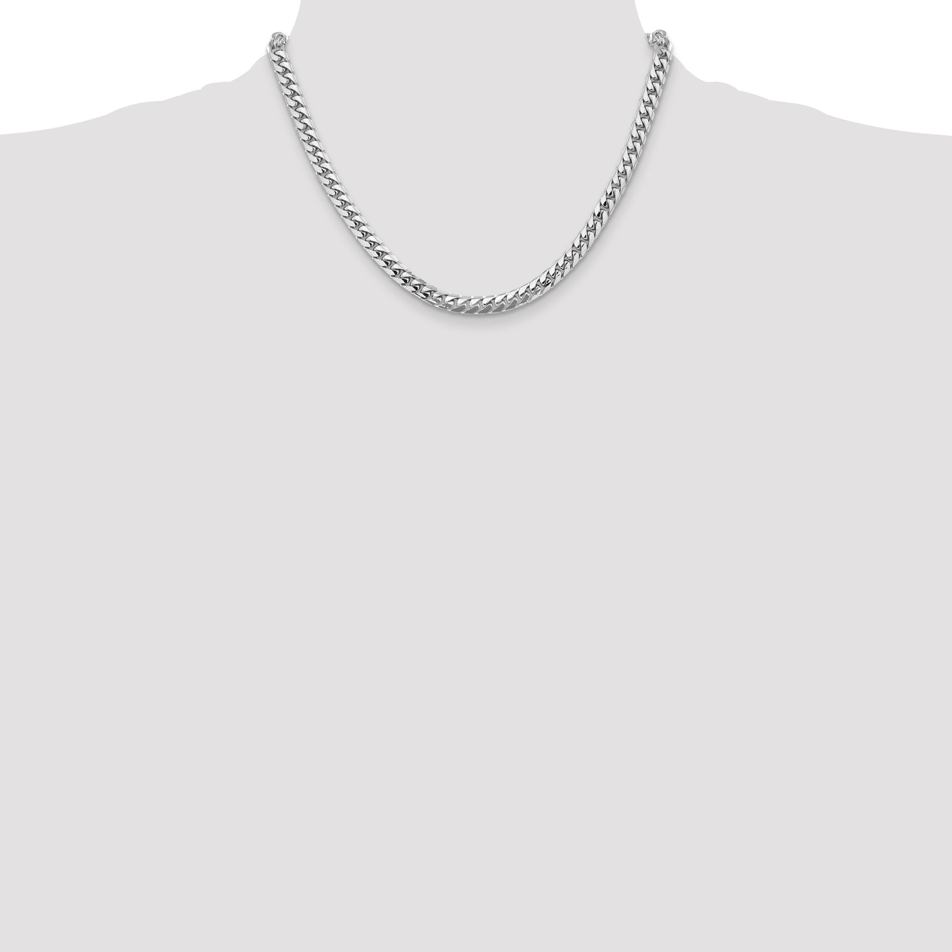 14K White Gold 18 inch 5.5mm Solid Miami Cuban Link with Lobster Clasp Chain