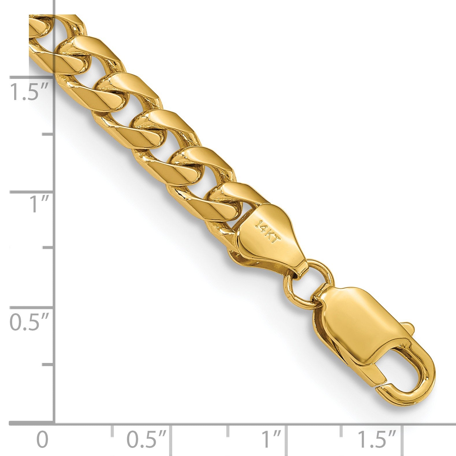 14K 9 inch 6.25mm Solid Miami Cuban Link with Lobster Clasp Chain