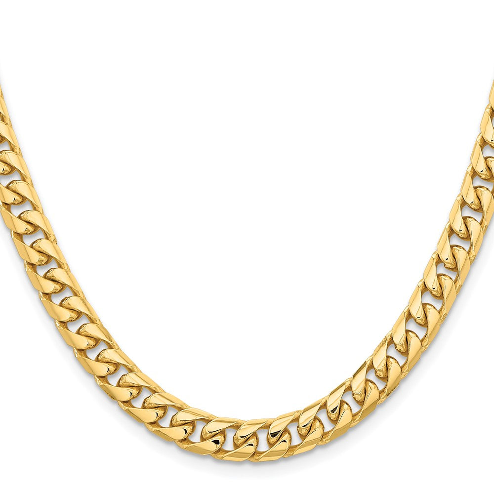 14K 28 inch 6.75mm Solid Miami Cuban Link with Lobster Clasp Chain