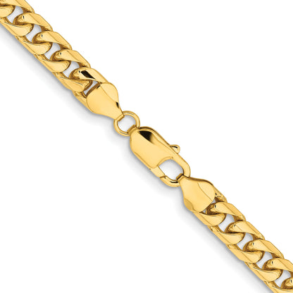 14K 28 inch 6.75mm Solid Miami Cuban Link with Lobster Clasp Chain